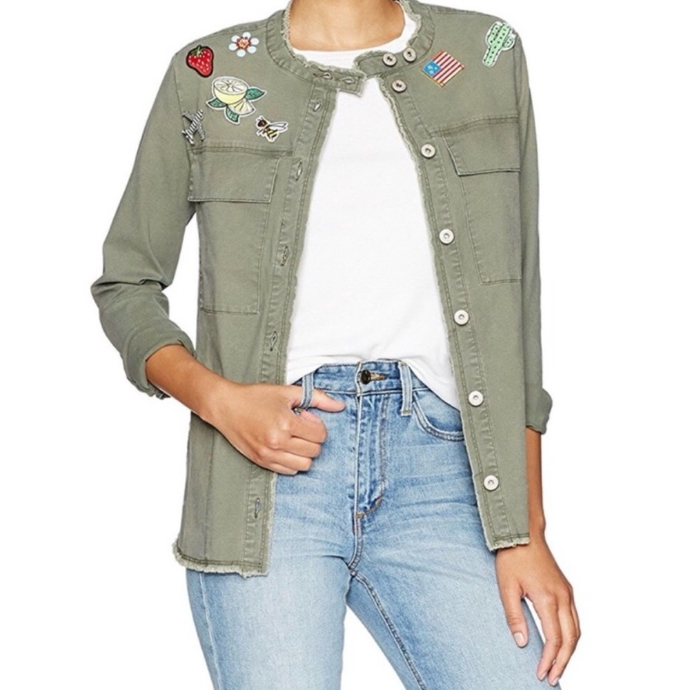 William Rast Olive Utility Jacket with Embroidered Patches